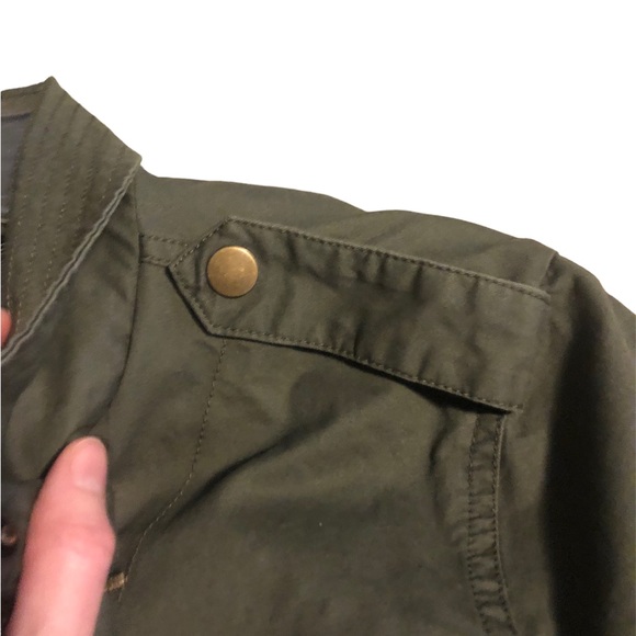 By together Small khaki green army jacket, small, button/zipper, cinch waist - Picture 5 of 8
